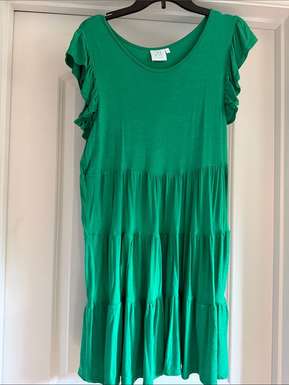 Mint julep boutique Green Tiered Ruffle-Sleeve Dress